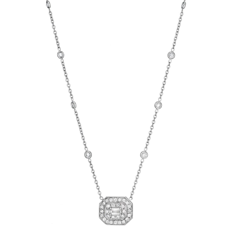 Art Deco Collection Emerald Cut Diamond Necklace