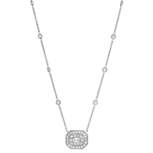 Art Deco Collection Emerald Cut Diamond Necklace