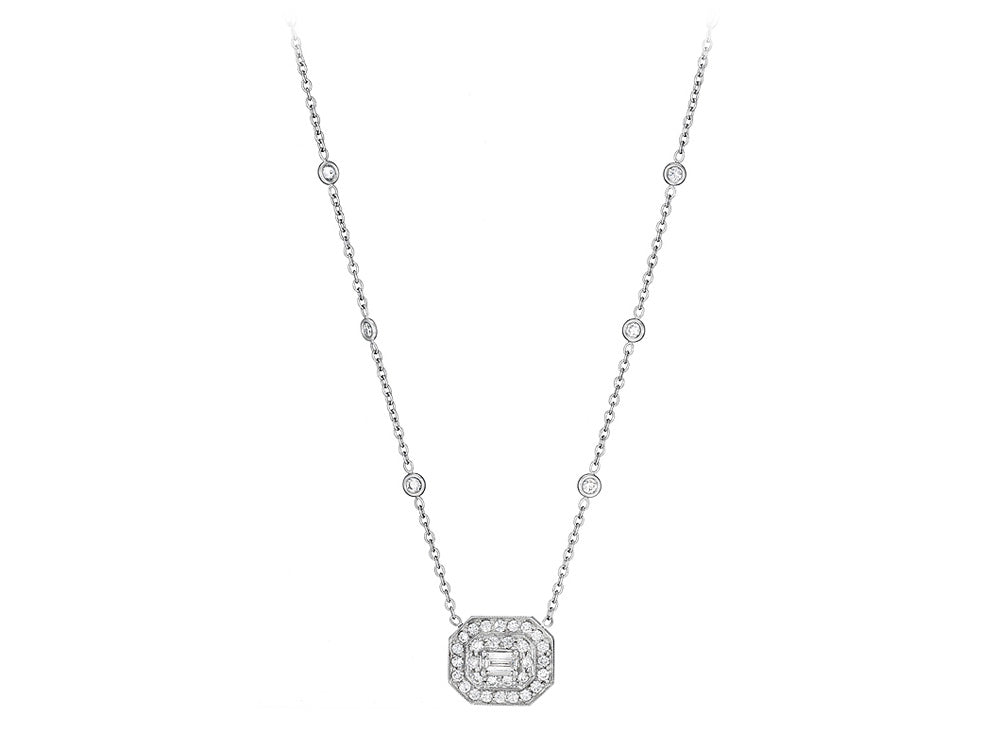 Art Deco Collection Emerald Cut Diamond Necklace