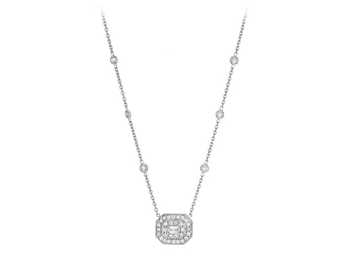 Art Deco Collection Emerald Cut Diamond Necklace