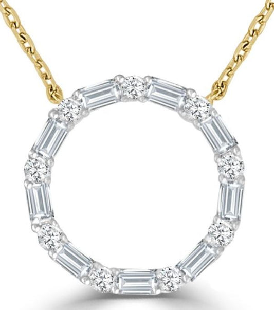 Monaco Collection Baguette Diamond Circle Pendant