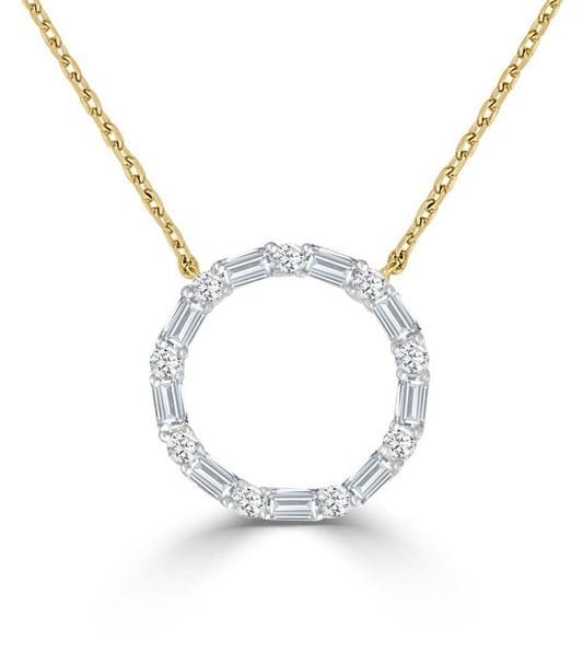 Monaco Collection Baguette Diamond Circle Pendant