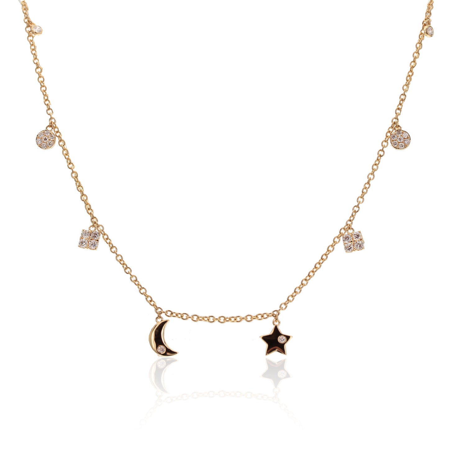 Cosmic Theme Diamond Station Necklace