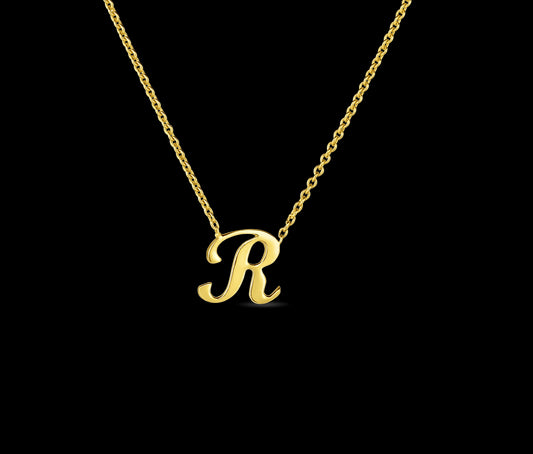 Tiny Treasures Script "R" Necklace