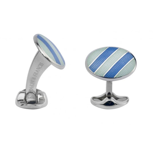 Pale Silver Blue & Sky Blue Enamel Cufflinks