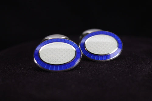 Royal Blue & Clear Enamel Cufflinks