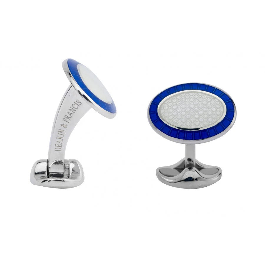 Royal Blue & Clear Enamel Cufflinks