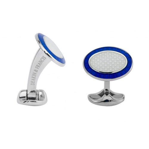 Royal Blue & Clear Enamel Cufflinks