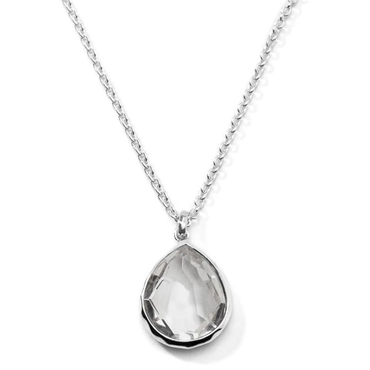 Rock Candy Medium Teardrop Pendant Necklace in Clear Quartz