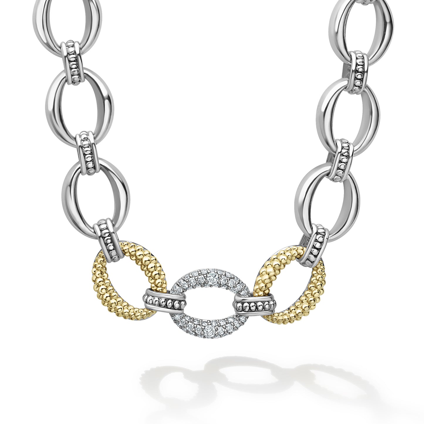 Caviar Lux Collection Single Station Diamond Link Necklace