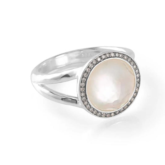 Lollipop Collection Mother-of-Pearl Ring with Diamond Halo