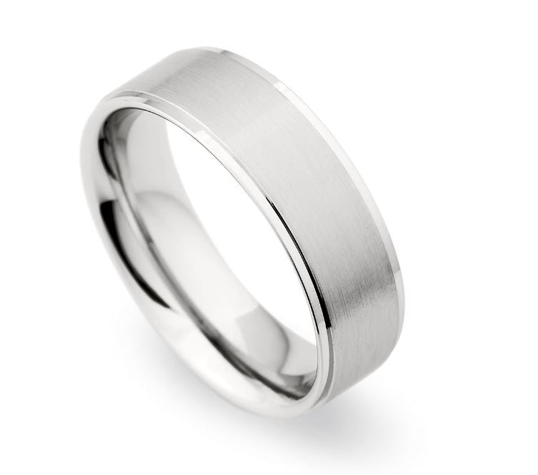Platinum Edges and Satin Center Band Ring