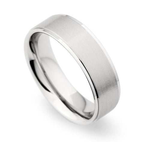 Platinum Edges and Satin Center Band Ring