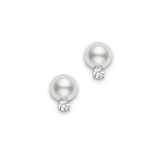 Akoya Basics Collection Stud Earrings with Diamonds