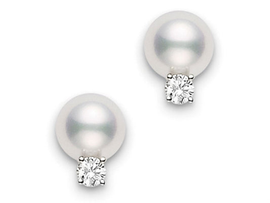Akoya Basics Collection Stud Earrings with Diamonds