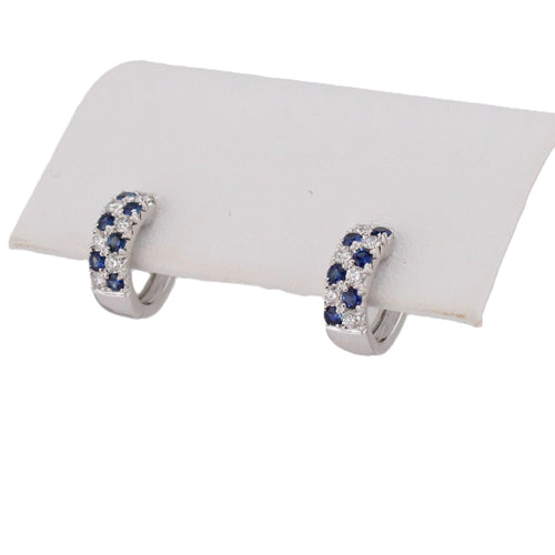 Blue Sapphire and Diamond Hoop Earrings