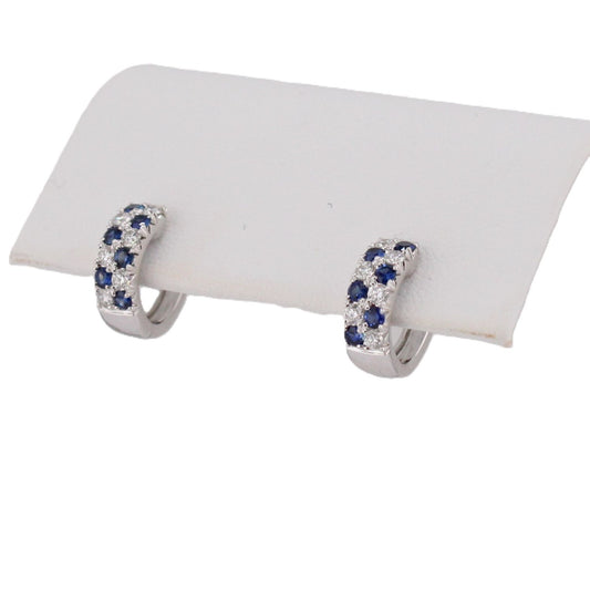 Blue Sapphire and Diamond Hoop Earrings