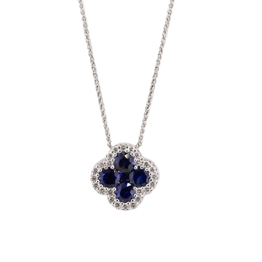 Blue Sapphire and Diamond Necklace