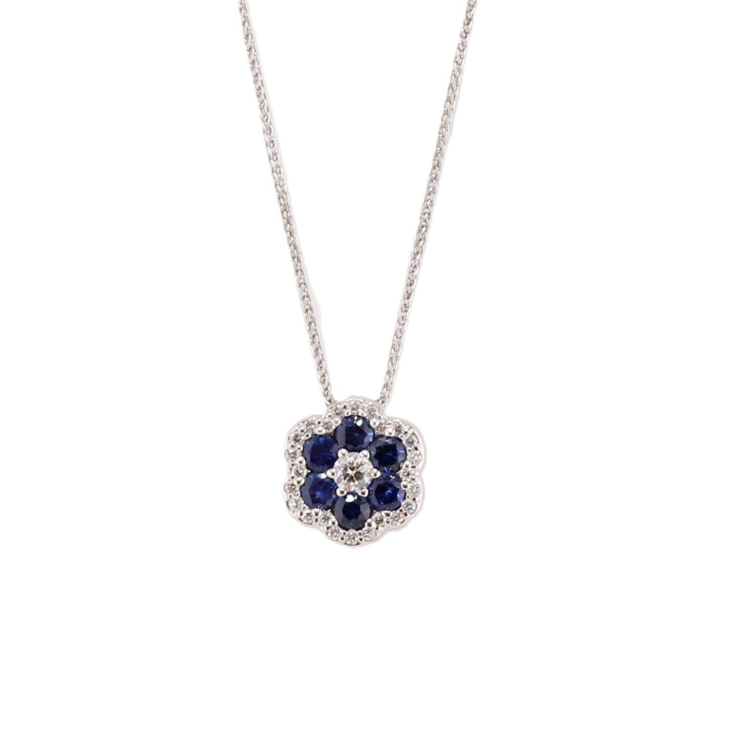 Blue Sapphire and Diamond Pendant