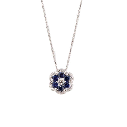 Blue Sapphire and Diamond Pendant