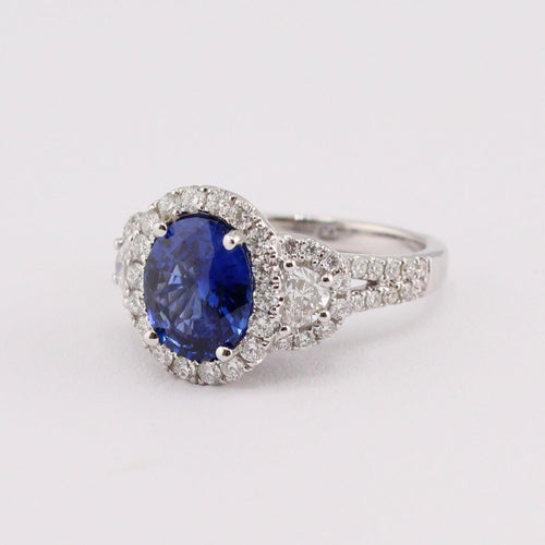 Blue Sapphire and Diamond Ring