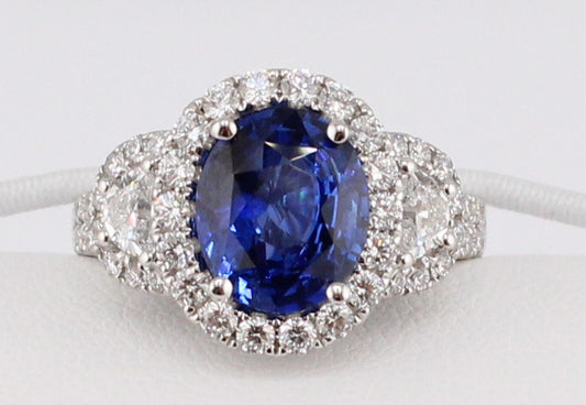 Blue Sapphire and Diamond Ring