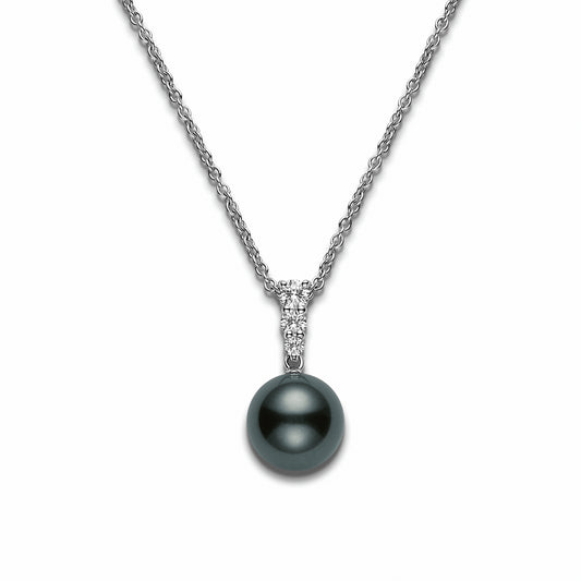 Morning Dew Collection Diamond & Black South Sea Pearl Pendant