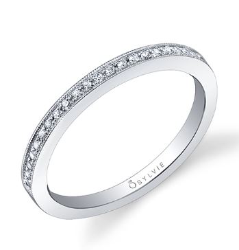 Milgrain Edge Diamond Wedding Band