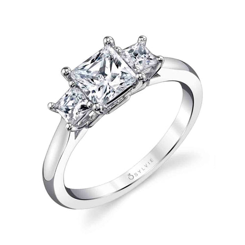 Princess Cut 3- Stone Engagement Mounting