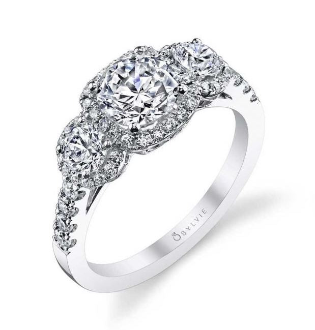 Bianca Cushion Cut Three-Stone Halo Mounting