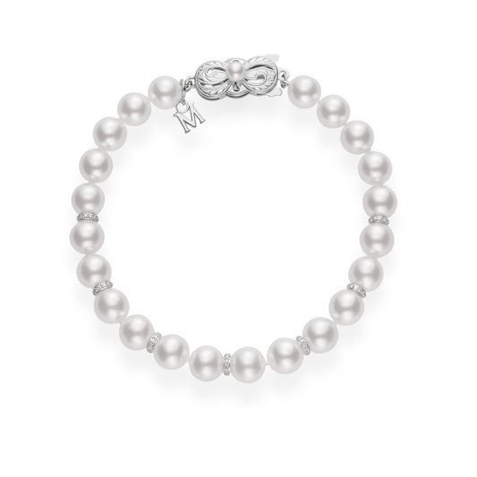 Classic Collection Diamond rondells and Akoya Pearl Bracelet