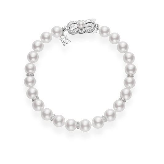 Classic Collection Diamond Rondells and Akoya Pearl Bracelet