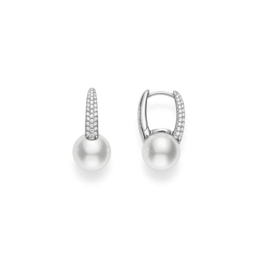 Classic Elegance Collection Diamond Pave & Akoya Earrings