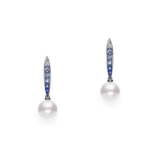 Ocean Collection Blue Sapphire and Akoya Pearl Earrings