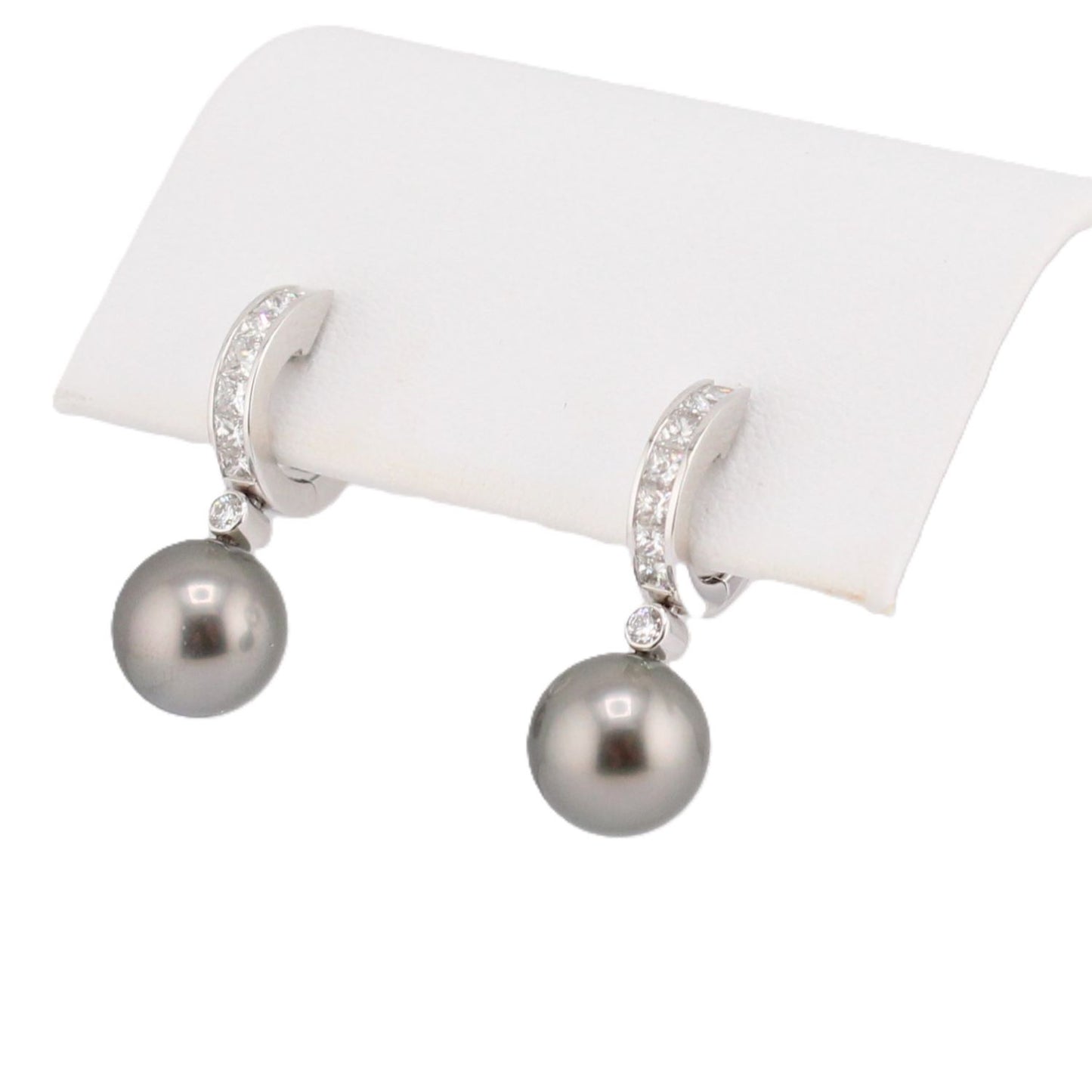 Black South Sea Pearl & Diamond Drop Earrings