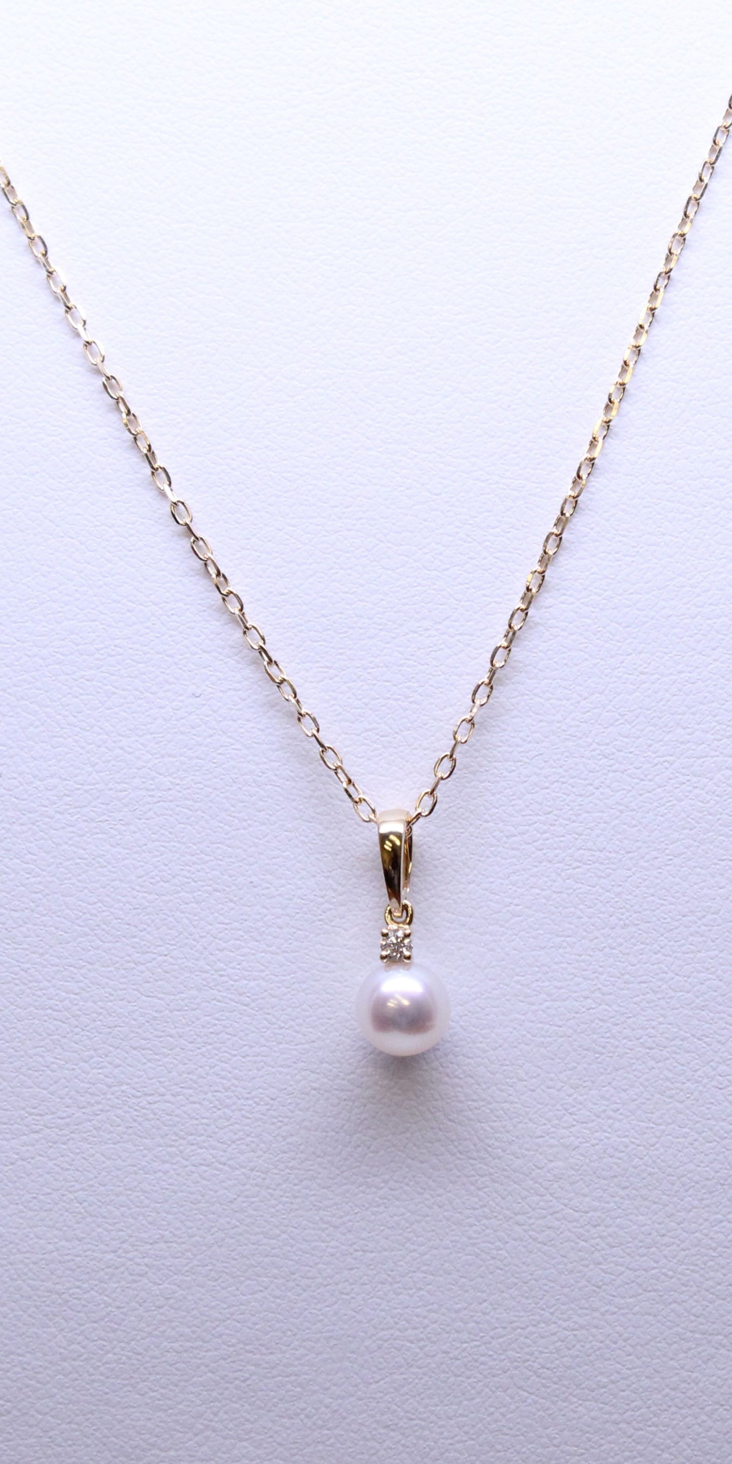 6-6.5MM Pearl Diamond Pendant Necklace