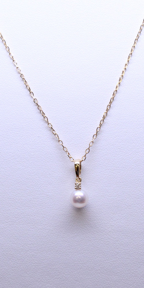 6-6.5MM Pearl Diamond Pendant Necklace