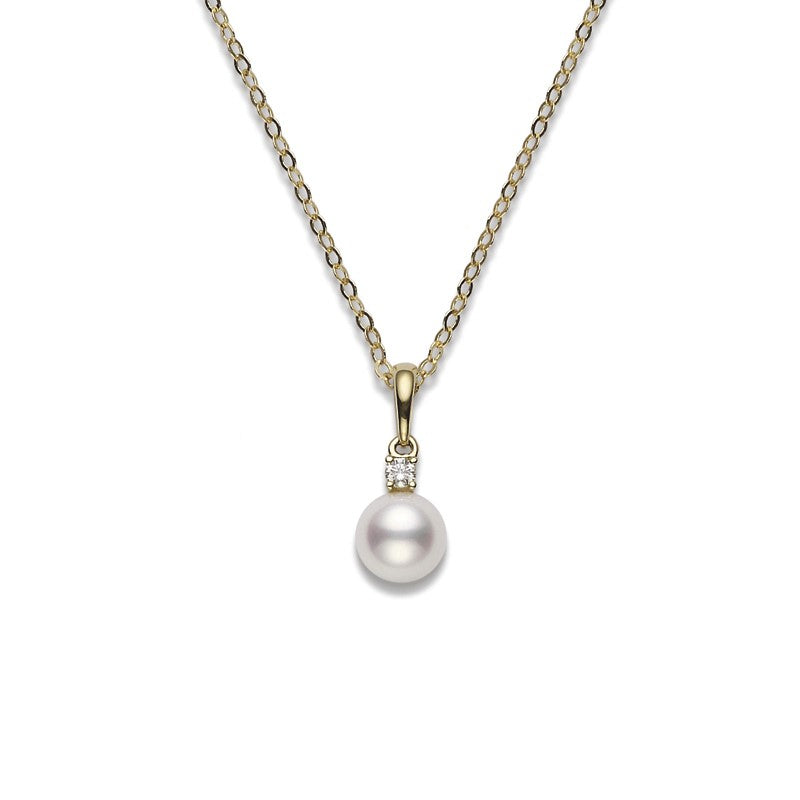 6-6.5MM Pearl Diamond Pendant Necklace