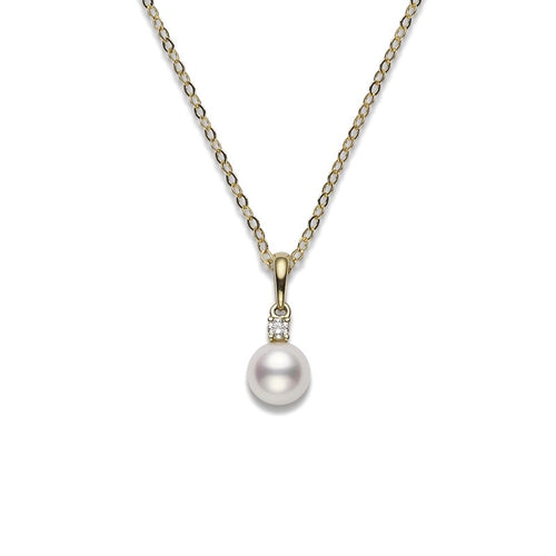 6-6.5MM Pearl Diamond Pendant Necklace