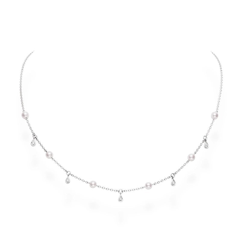 Station Collection Diamond & Akoya Pearl Necklace