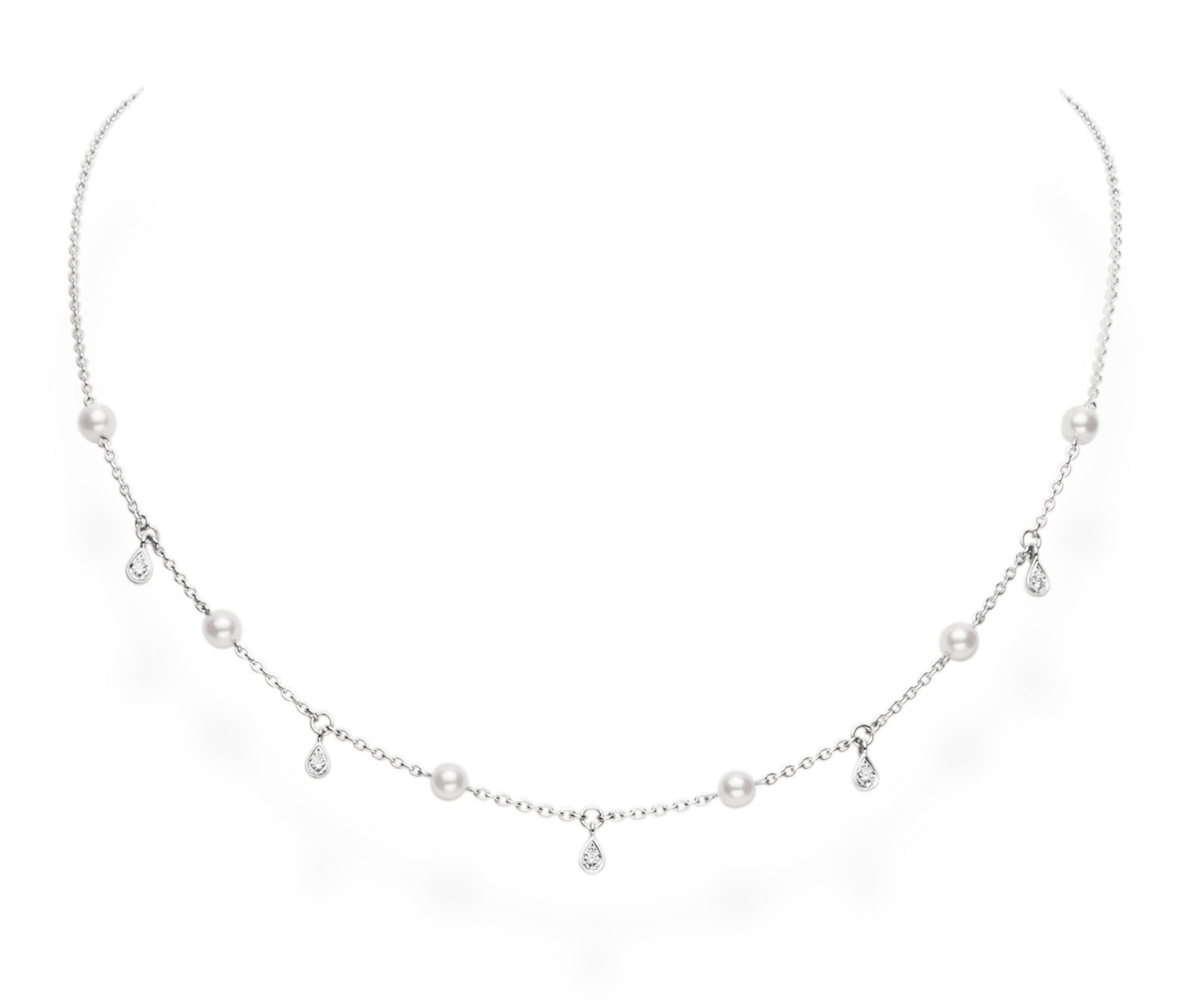 Station Collection Diamond & Akoya Pearl Necklace