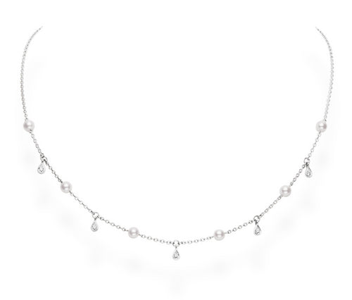 Station Collection Diamond & Akoya Pearl Necklace