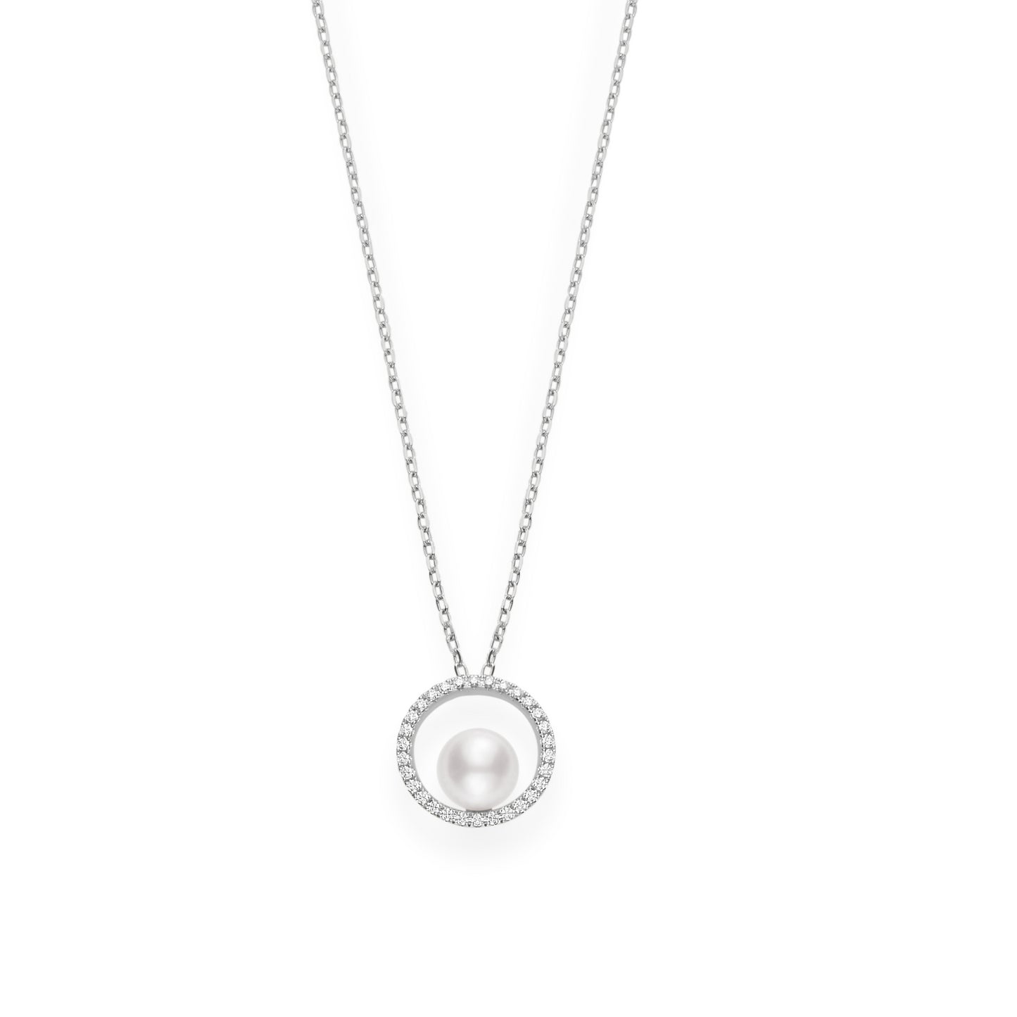 Circle Collection Diamond & Akoya Pearl Pendant