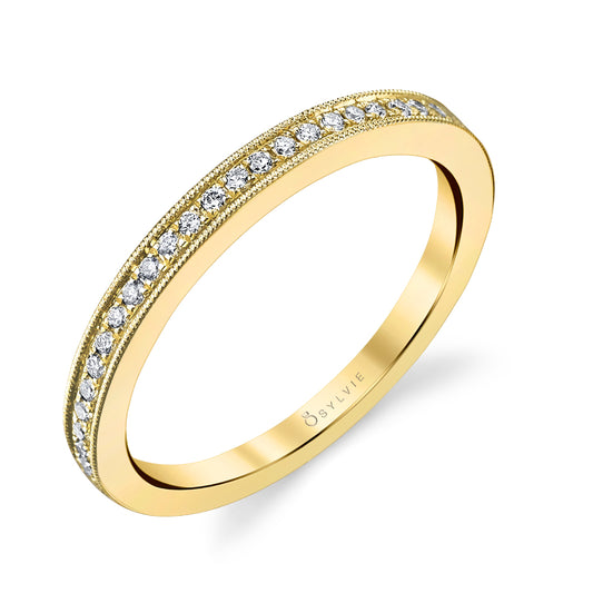 Milgrain Edge Diamond Wedding Band