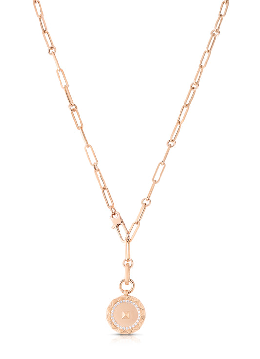 Obelisco Small Diamond Medallion Necklace