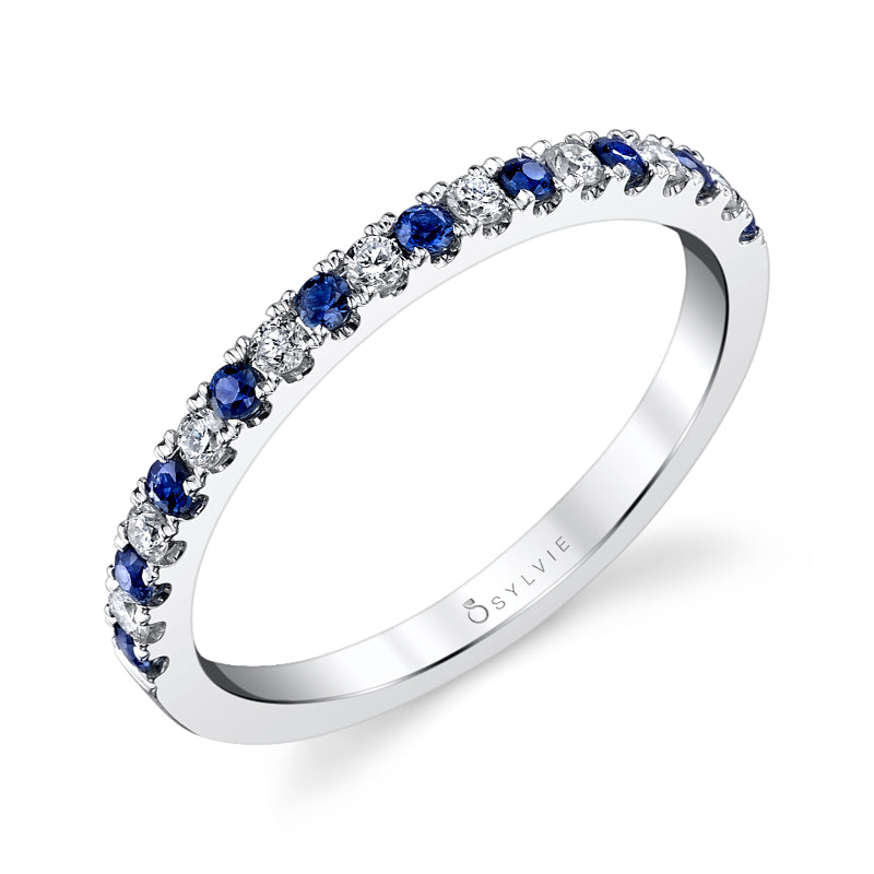 Classic Blue Sapphire and Diamond Band