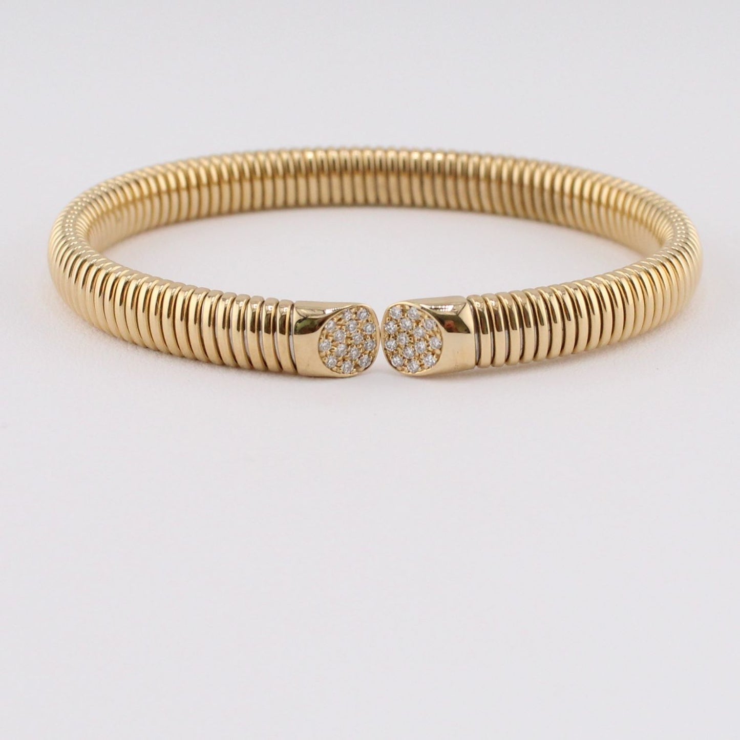 Flexible Coil Bracelet with Diamond Caps