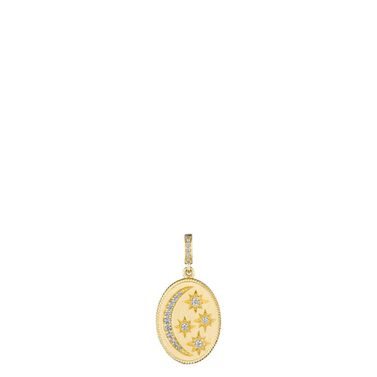 Medallion Collection Diamond Moon and Stars Medallion