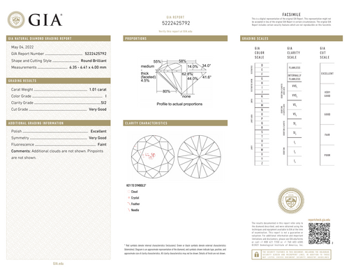 I-SI2 GIA     #5222425792   V.G./ EX /V.G.