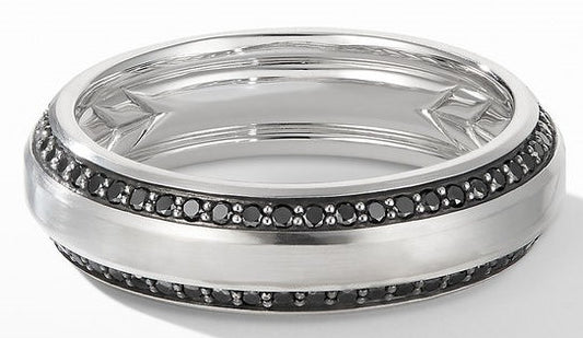 Wedding Band Collection 6 MM Black Diamond Band